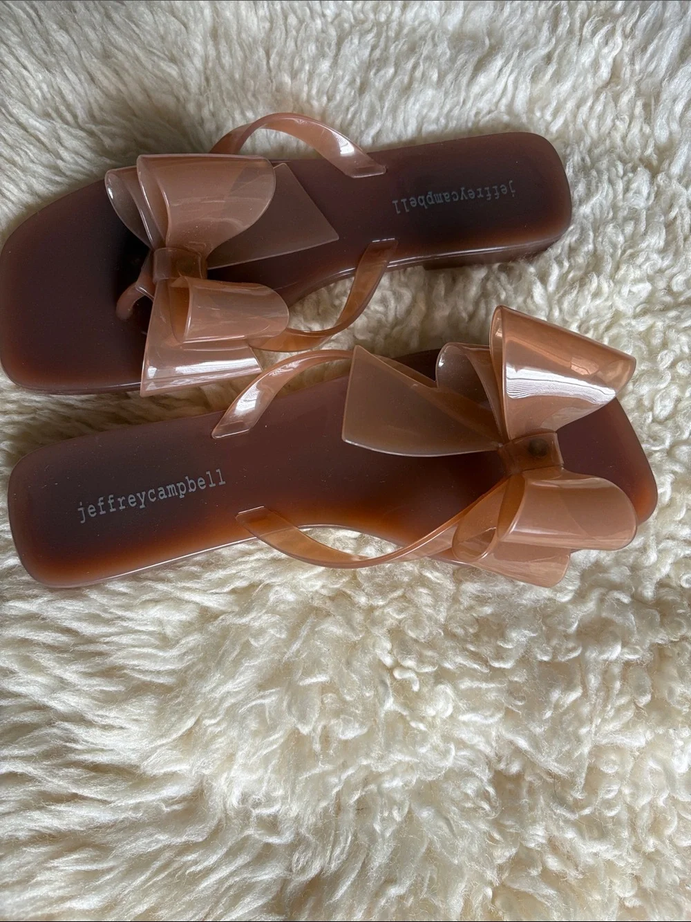 Jeffrey Campbell Brown Jelly Bow Thong Sandals